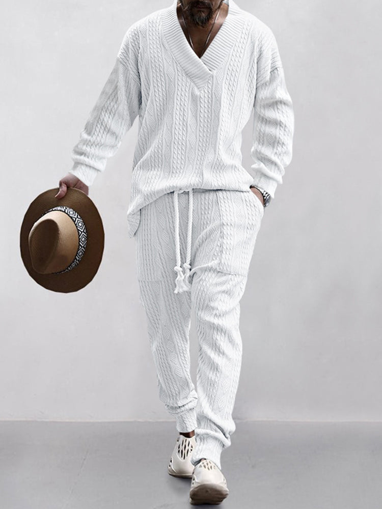 George Cable Jacquard Athleisure Set - White