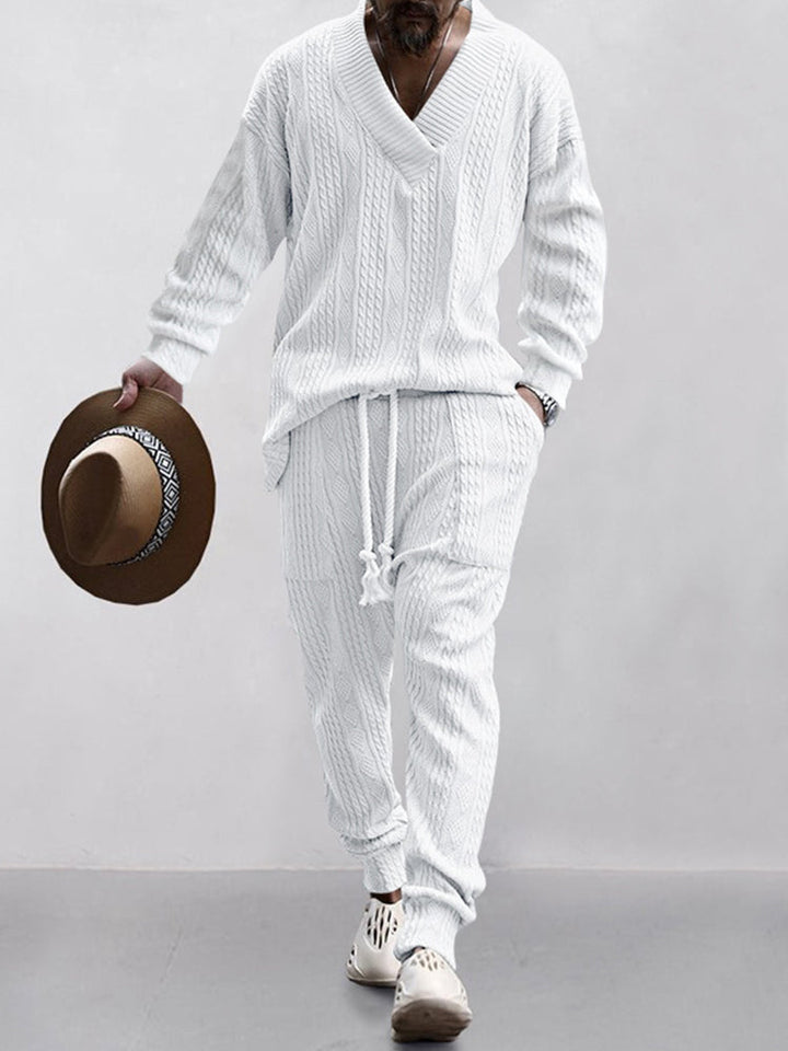 George Cable Jacquard Athleisure Set - White