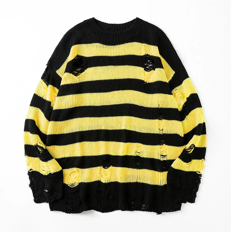 Callum Oversized Striped Jumper - Yellow Black