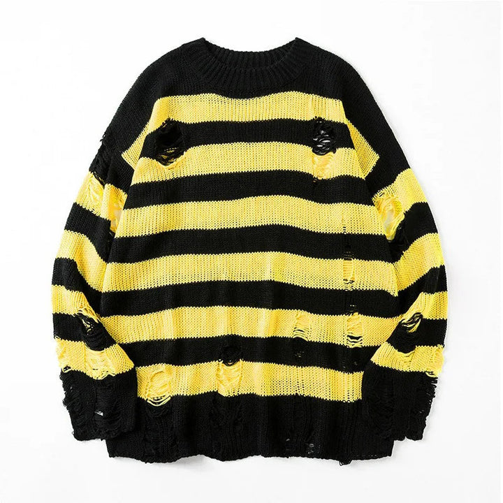 Callum Oversized Striped Jumper - Yellow Black
