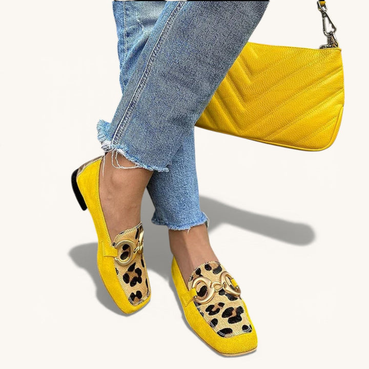 Poppy | Animal-Print Loafers in Yellow