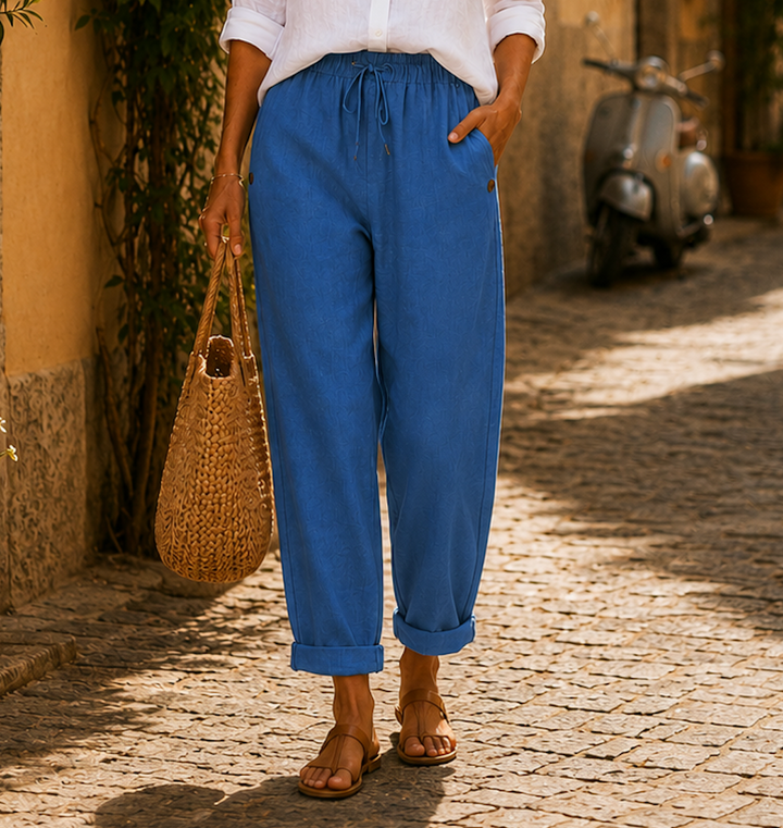 Rosa Lightweight Linen Trousers - Blue