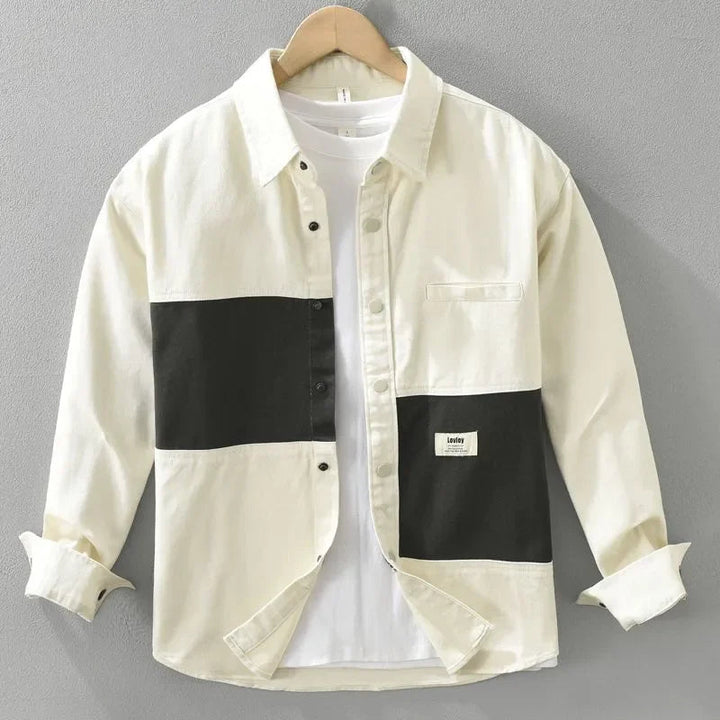 Silas Colourblock Workwear Shirt - Apricot
