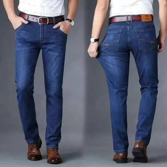 Edmund Straight-Cut Stretch Jeans - Blue