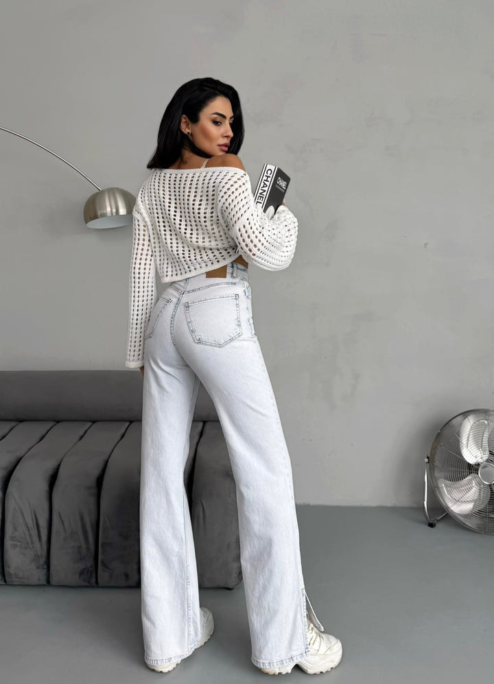 Betty Slit-Hem Straight Leg Jeans