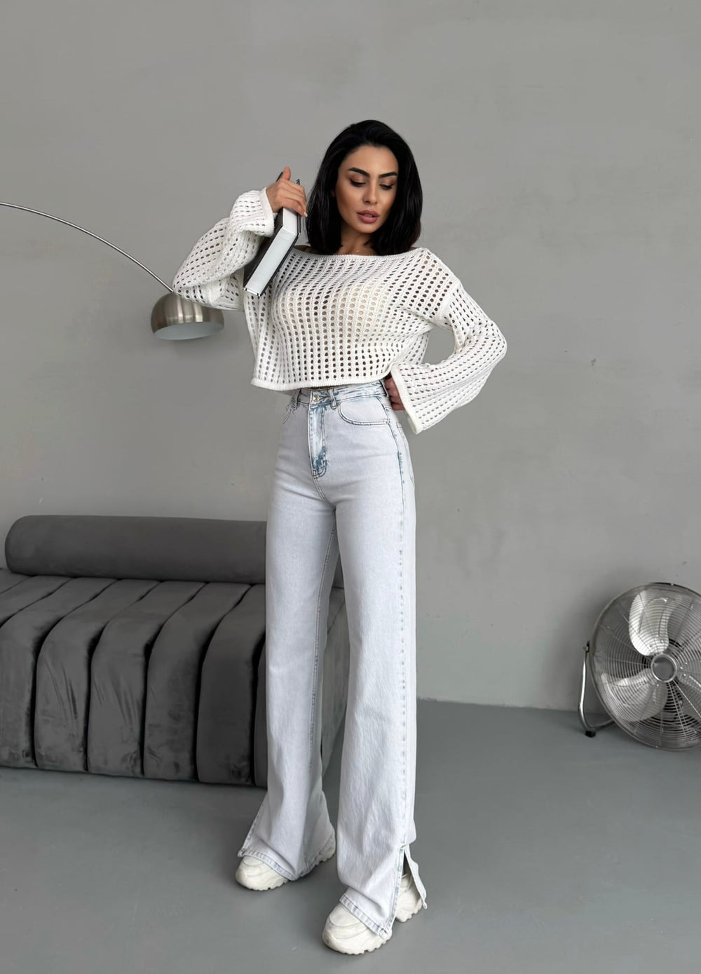 Betty Slit-Hem Straight Leg Jeans