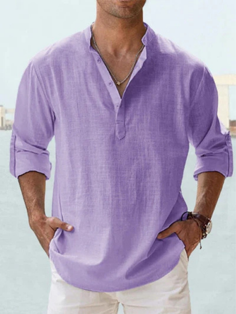 Elio Breathable Linen Shirt - Purple