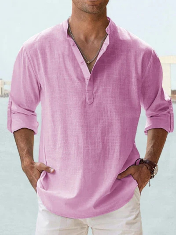 Elio Breathable Linen Shirt - Light Pink