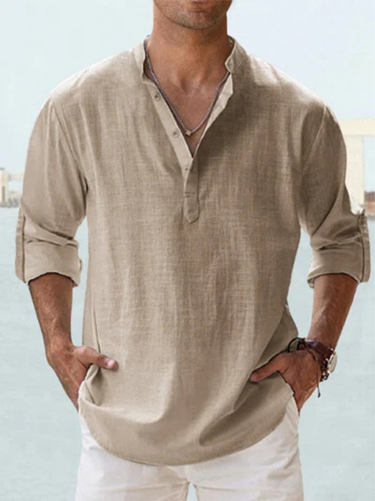 Elio Breathable Linen Shirt - Khaki
