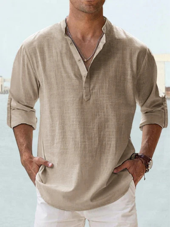 Elio Breathable Linen Shirt - Khaki