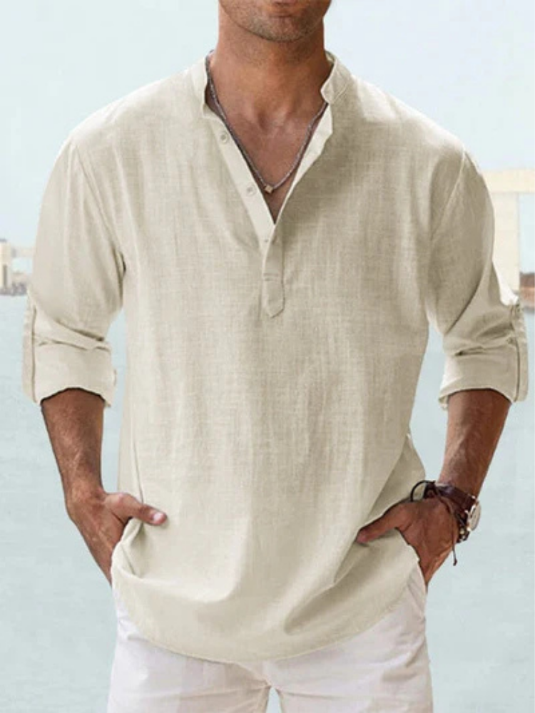 Elio Breathable Linen Shirt - Apricot