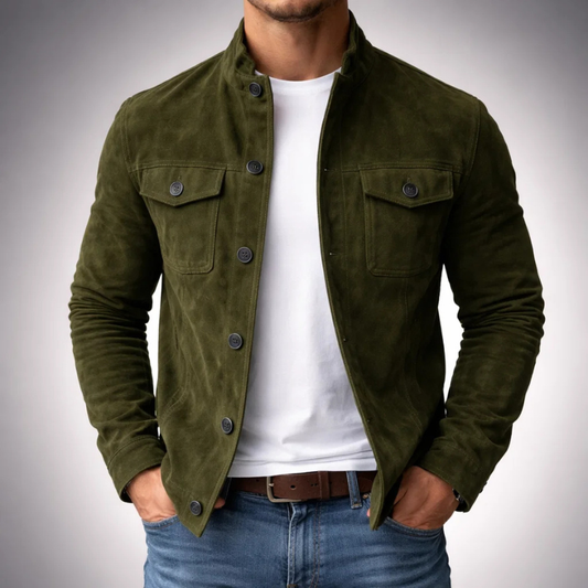 Elliot Suede Shirt Jacket - Green