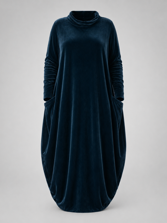 Simone | Velvet Roll Neck Maxi Dress