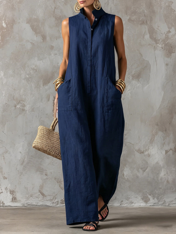 Grace | Minimalist Wide-Leg Linen Jumpsuit