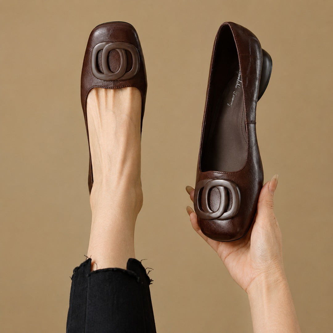 Josephine | Leather Square-Toe Flats