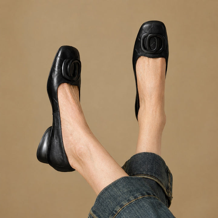 Josephine | Leather Square-Toe Flats