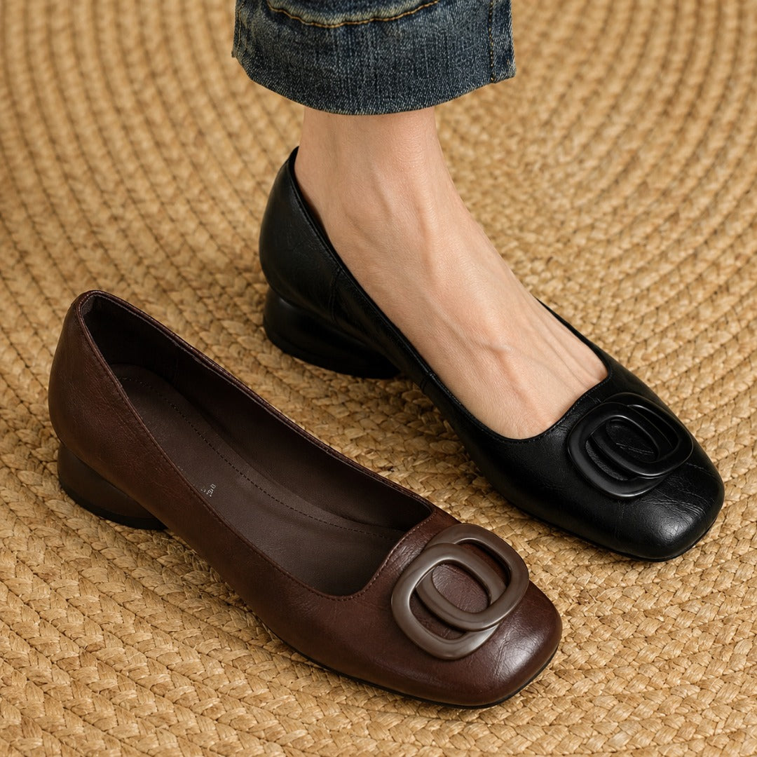 Josephine | Leather Square-Toe Flats