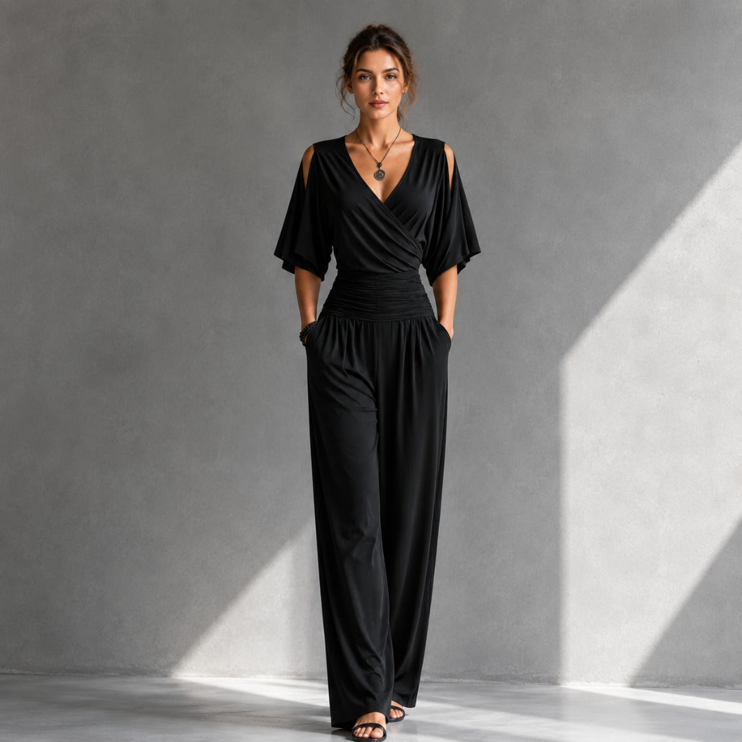 Victoria | Wrap-Front Wide-Leg Jumpsuit