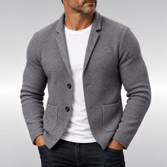 Maurice | Mandarin Collar Knit Blazer
