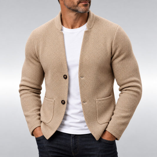 Maurice | Mandarin Collar Knit Blazer