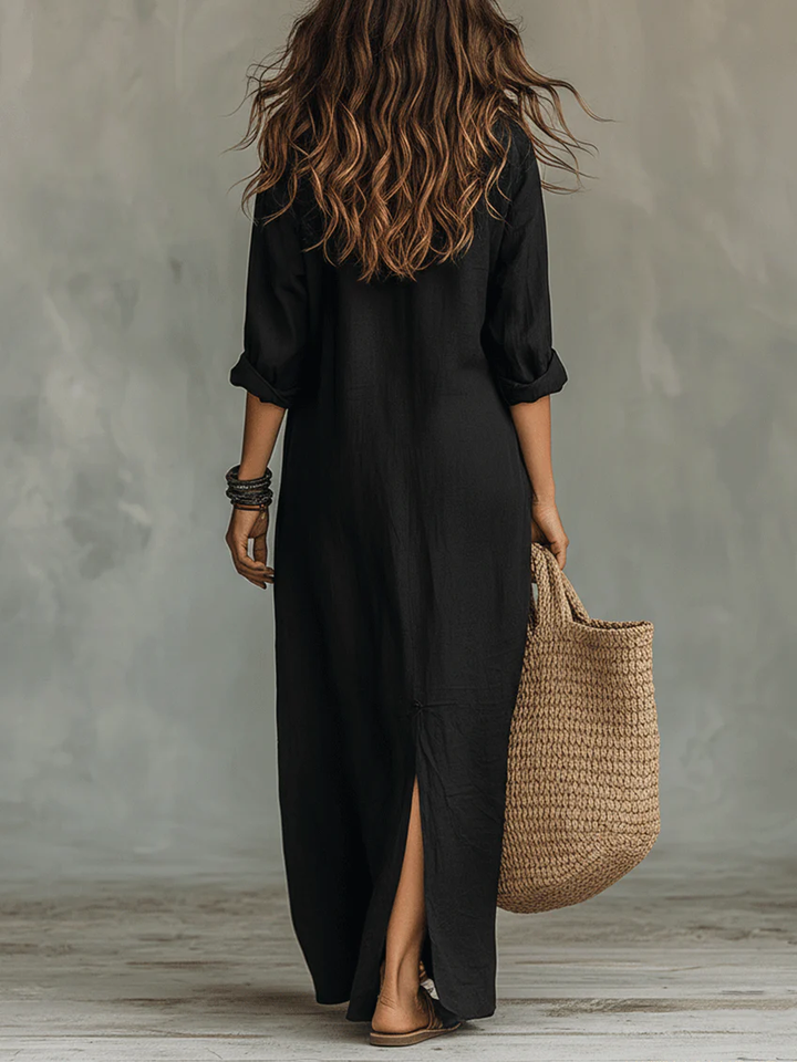 Isolde Button-Front Maxi Dress