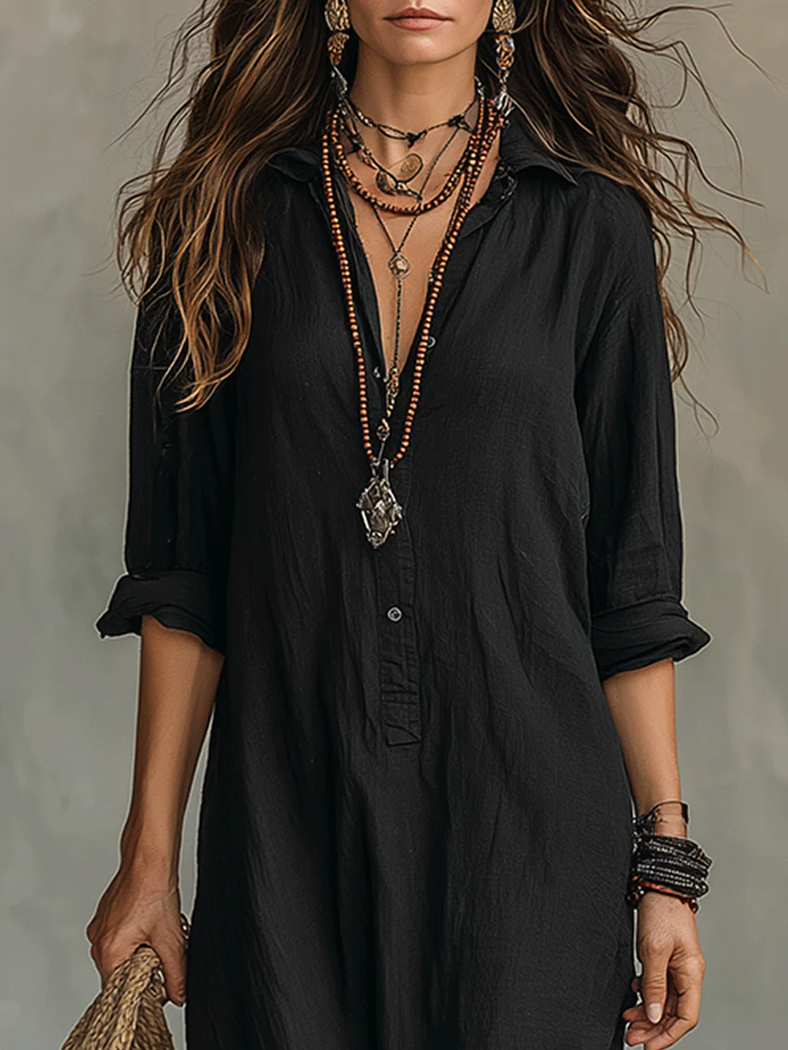 Isolde Button-Front Maxi Dress