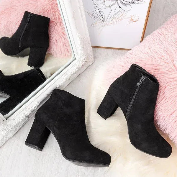 Josephine Suede Block-Heel Ankle Boots