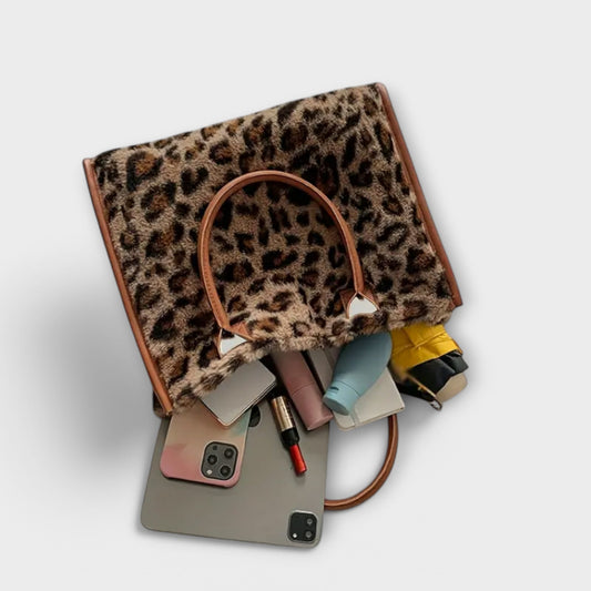 Mia | Chic Leopard Print Plush Tote