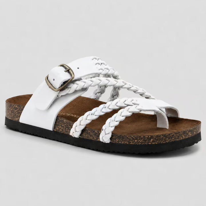 Elena Woven Leather Sandals - Bianco