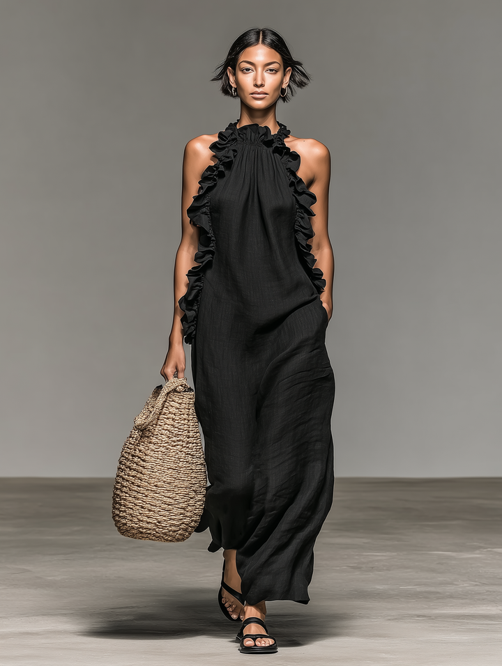 Lua Maxi Dress with Pockets - Black