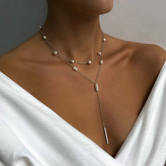 Vintage Silver Pearl Pendant Necklace