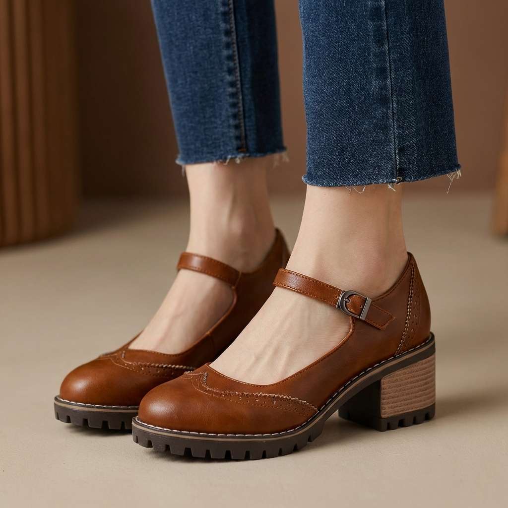 Beatrix Brogue Detail Block Heels