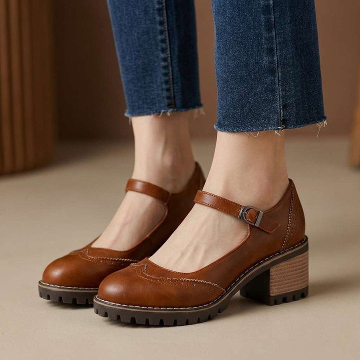 Beatrix Brogue Detail Block Heels
