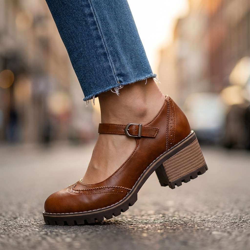 Beatrix Brogue Detail Block Heels
