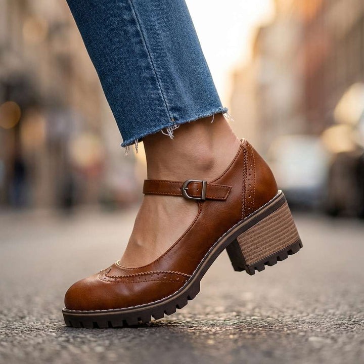 Beatrix Brogue Detail Block Heels