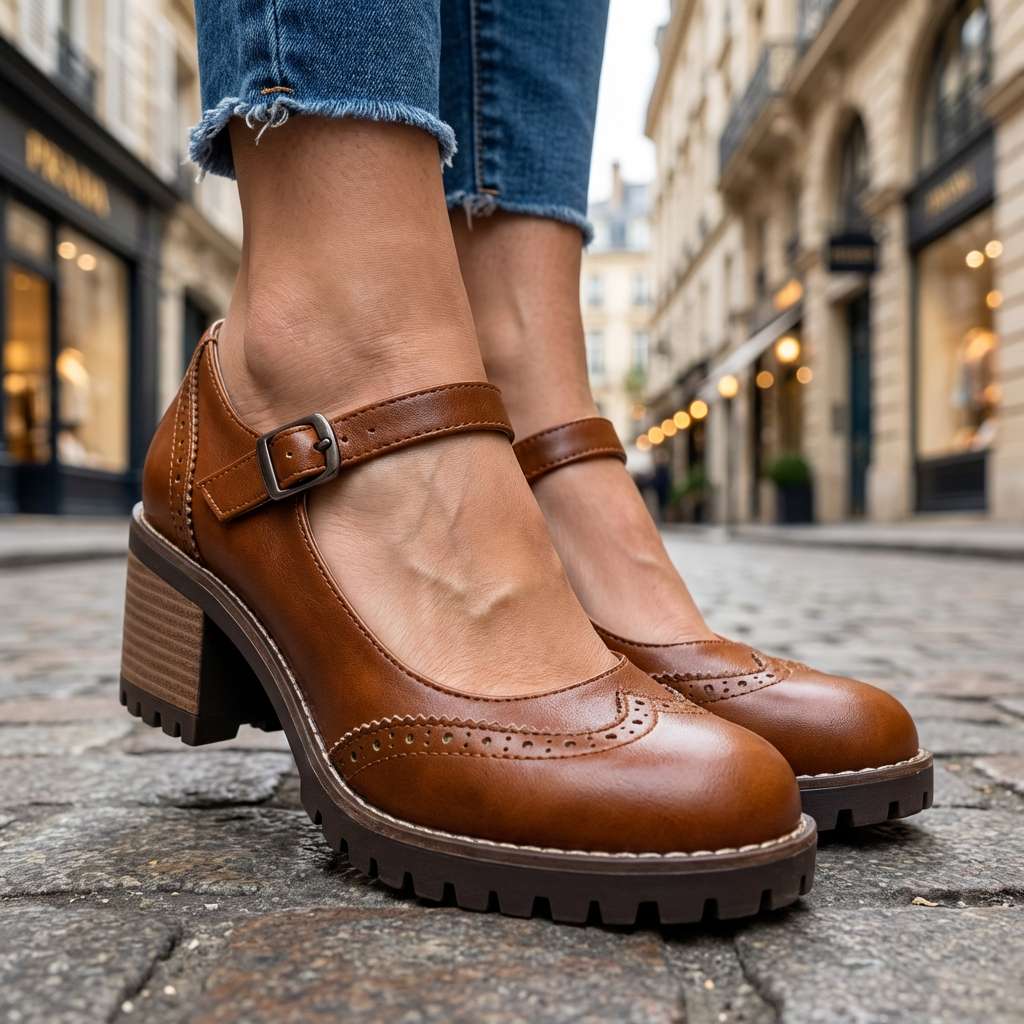 Beatrix Brogue Detail Block Heels