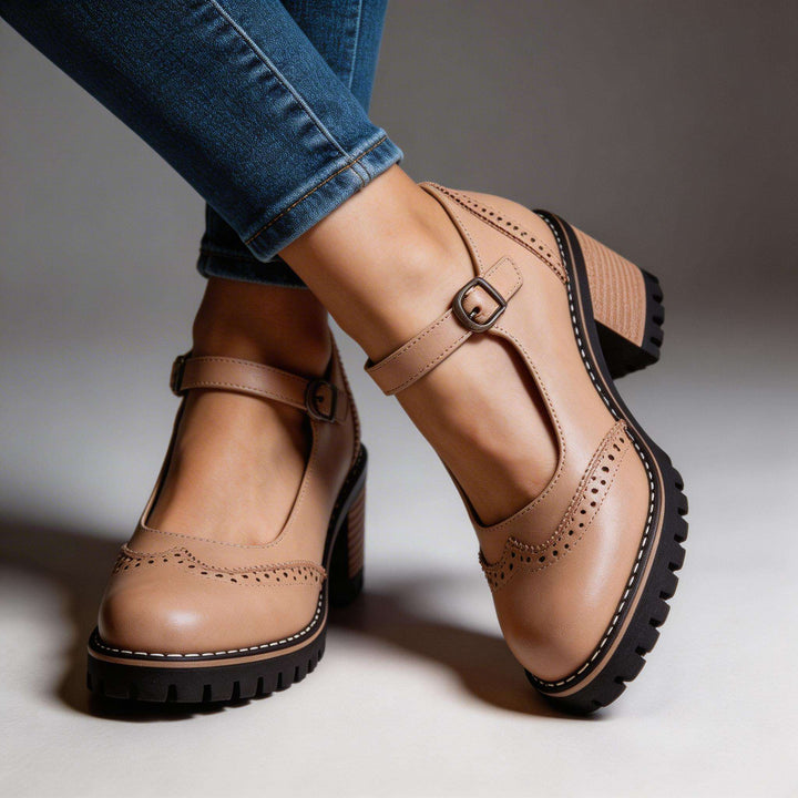Beatrix Brogue Detail Block Heels