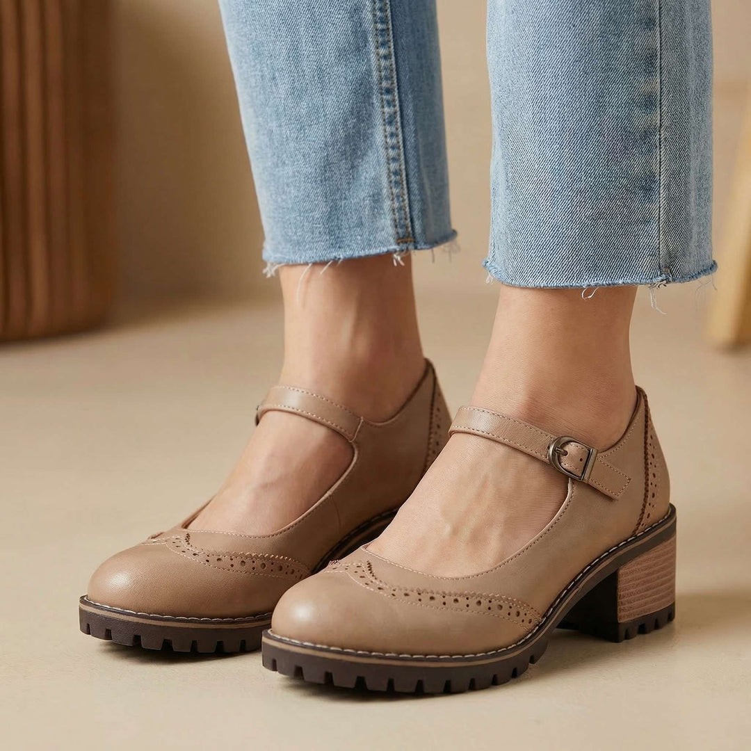 Beatrix Brogue Detail Block Heels
