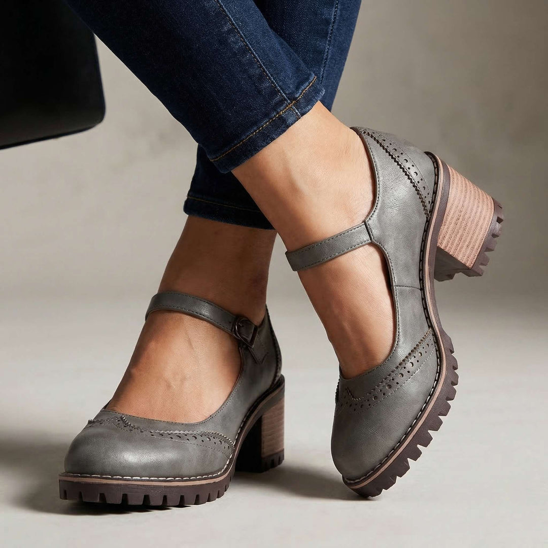 Beatrix Brogue Detail Block Heels