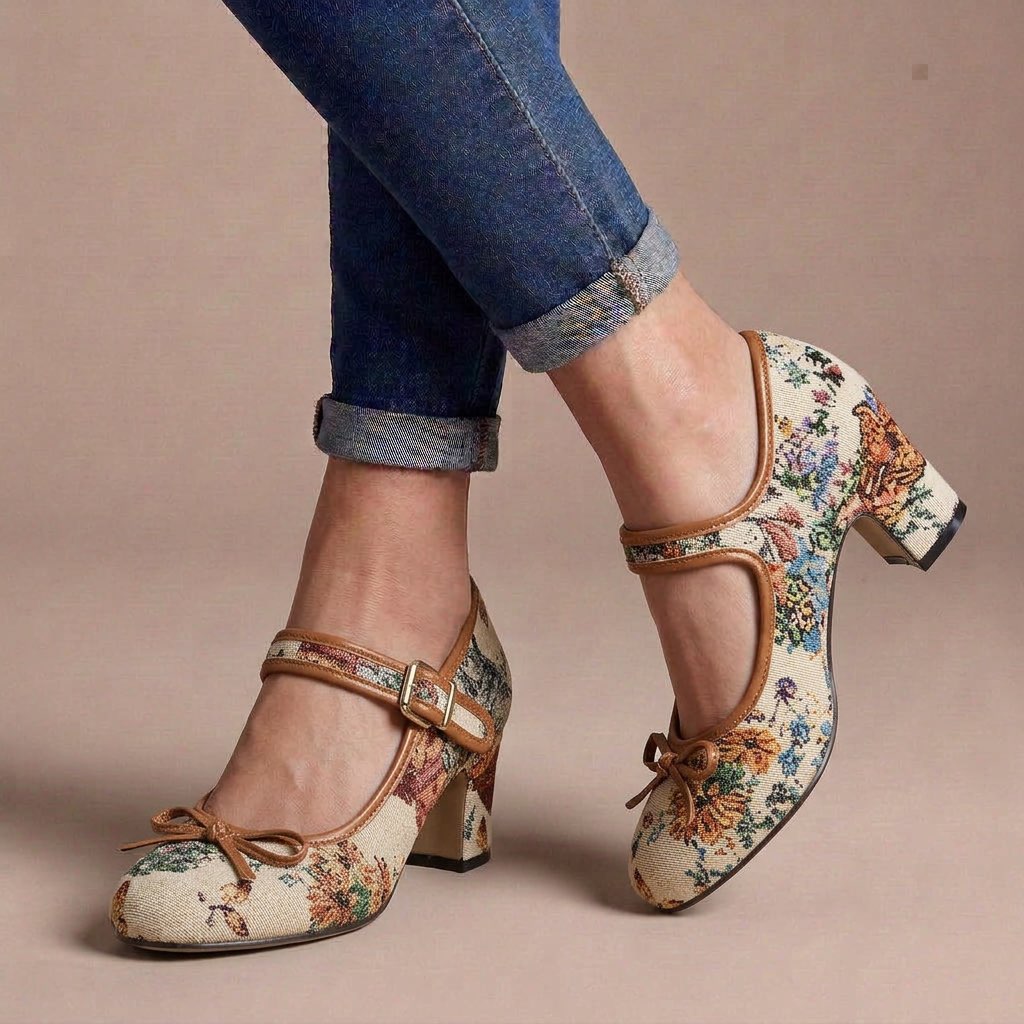 Beatrice | Floral Mary Jane Heels