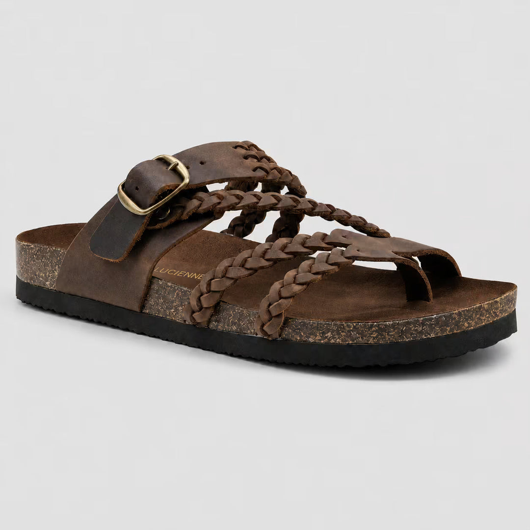Elena Woven Leather Sandals - Cuoio
