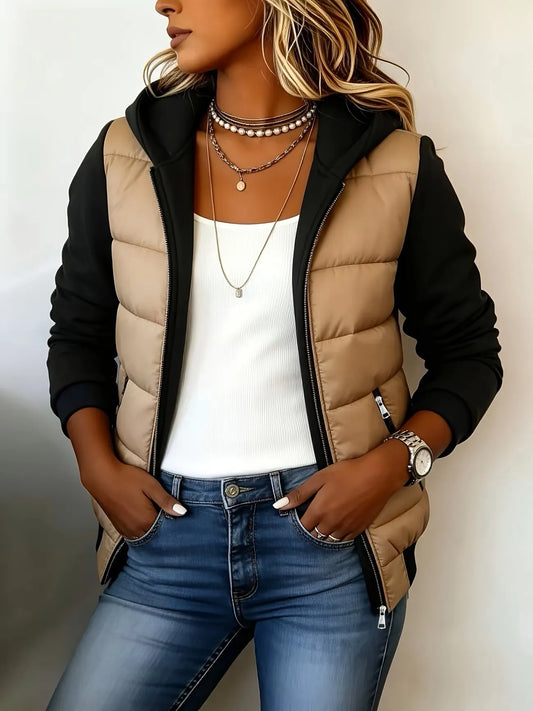 Beatrice | Colour-Block Padded Hooded Jacket