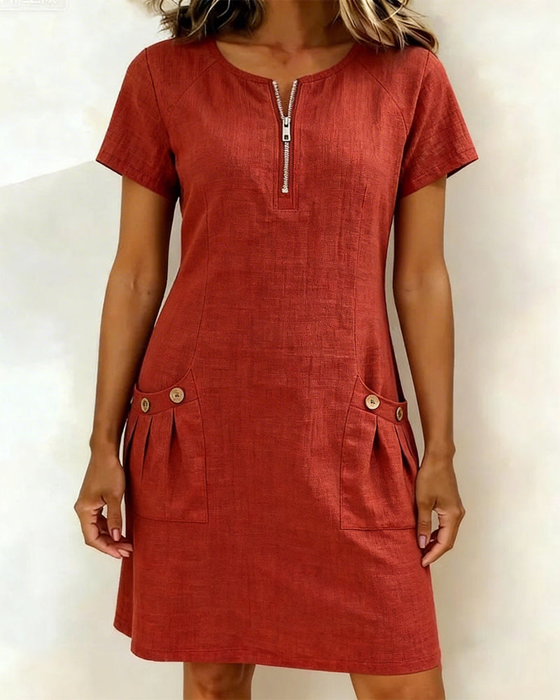 Leliana elegant cotton-linen dress detail image
