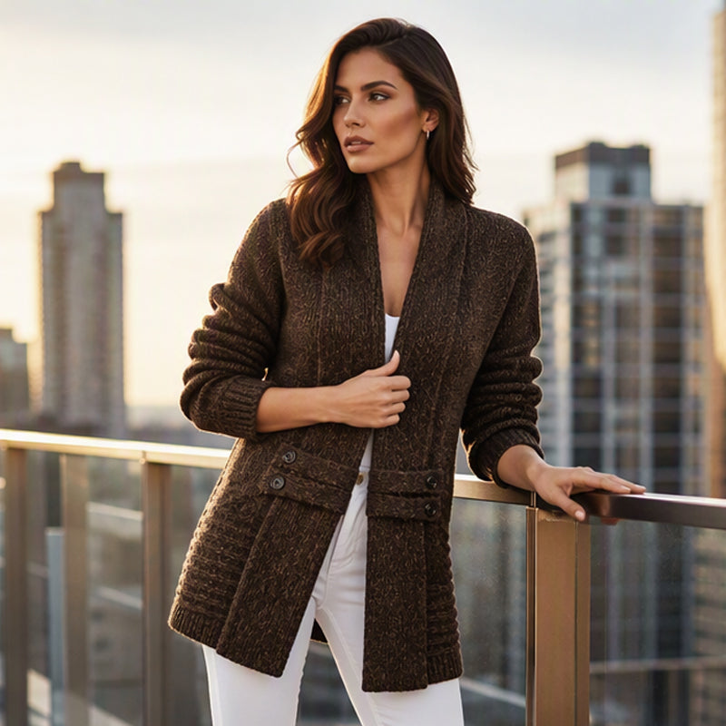 Elodie Double-Breasted Knit Cardigan