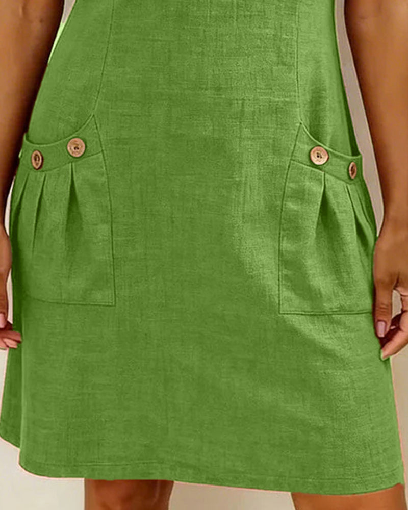 Leliana elegant cotton-linen dress detail image