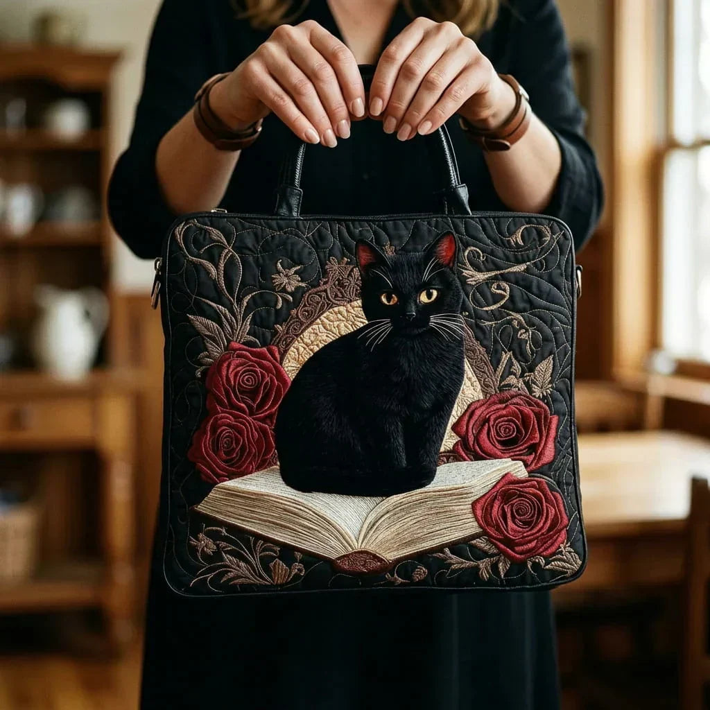 Tote Padded Bag - Black Cat &amp; Books
