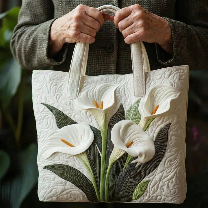 Tote Padded Bag - White Sunflowers