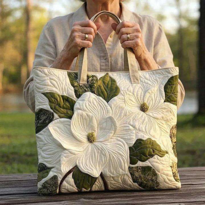 Tote Padded Bag - Elegant White Lilies