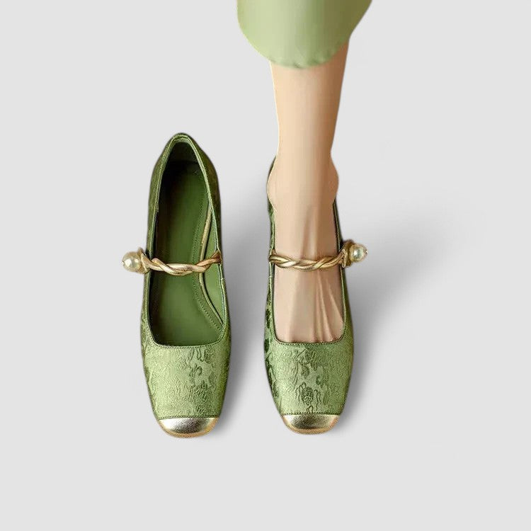 Zara | Satin Jewel-Heel Mary Janes