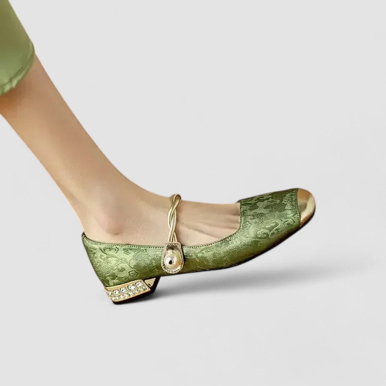 Zara | Satin Jewel-Heel Mary Janes